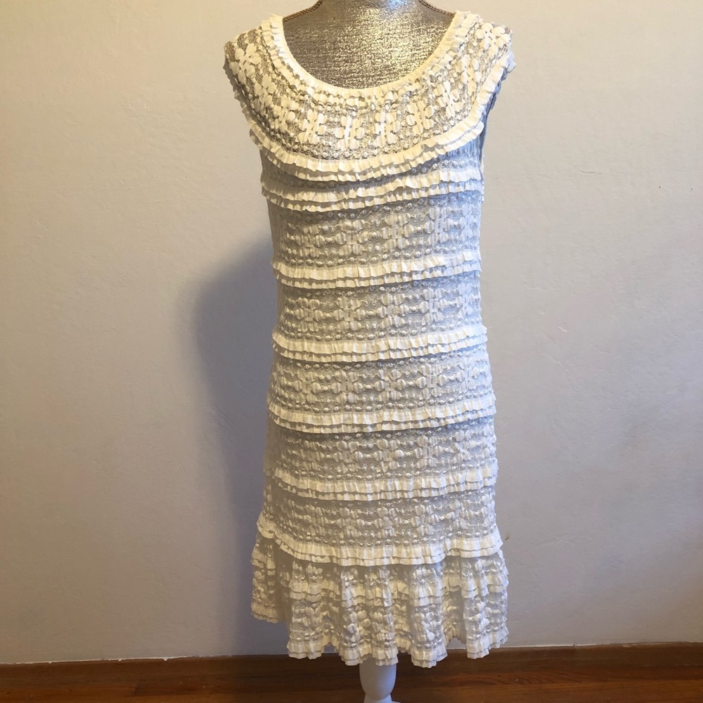 Max Edition Ivory Lace Mini Short Sleeve Dress